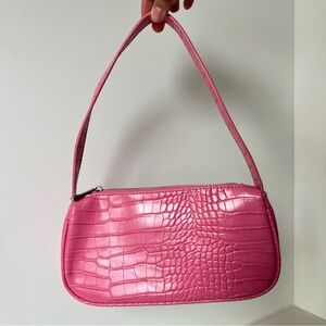 Forever 21 Pink Faux Crocodile-Embossed Shoulder Bag EUC